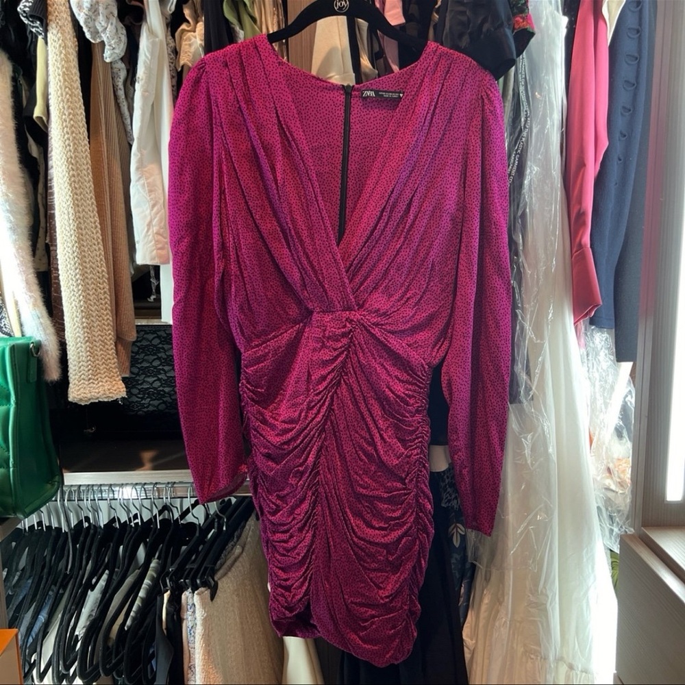 ZARA Pink long sleeve mini dress size XS